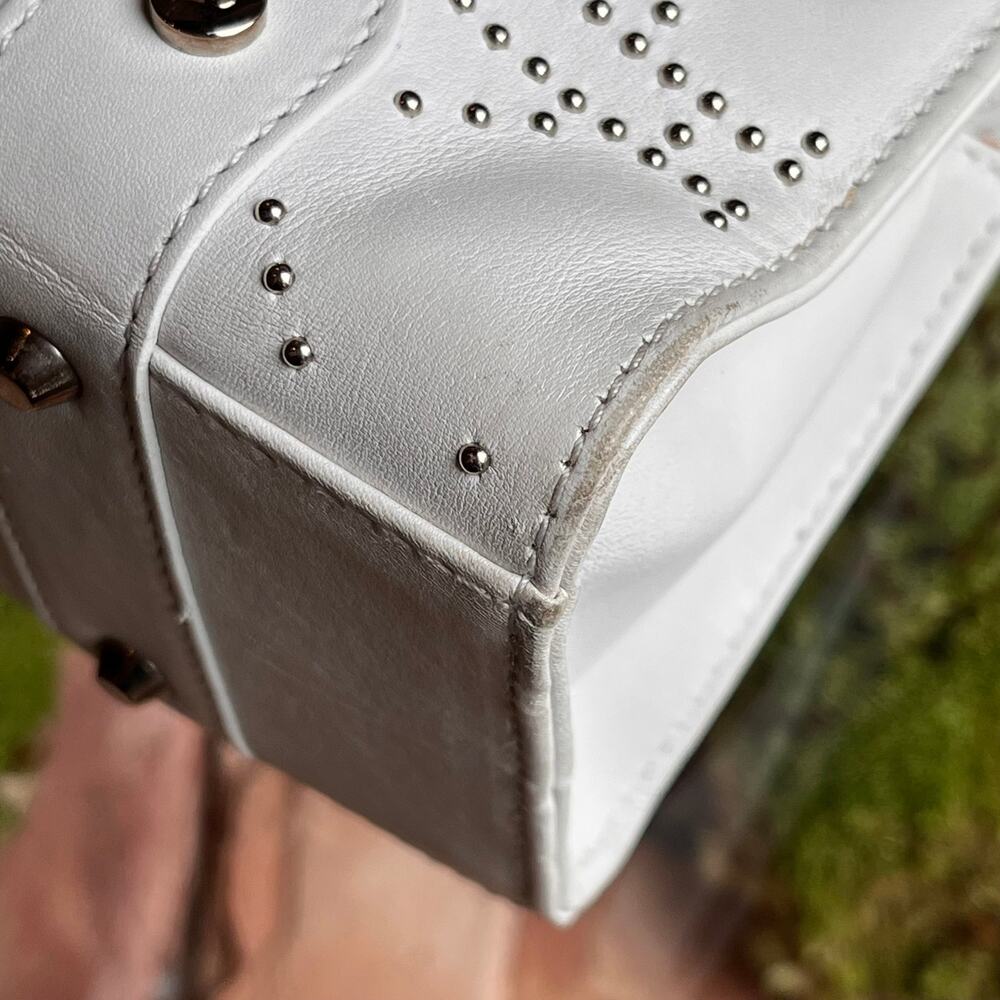 DIOR Lady Dior East West White Calfskin Leather Studded Tote Bag - Picture 10 of 16
